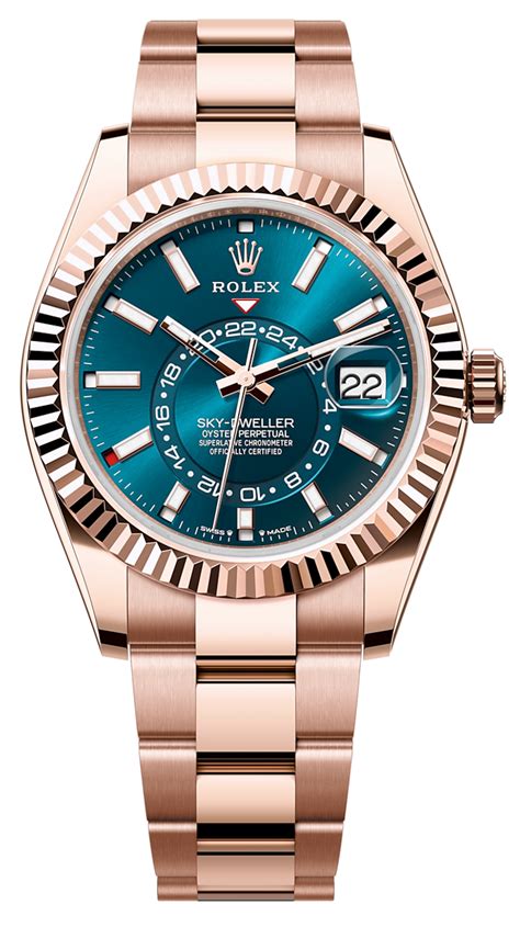 rolex sky dweller rose gold blue|rolex sky dweller price used.